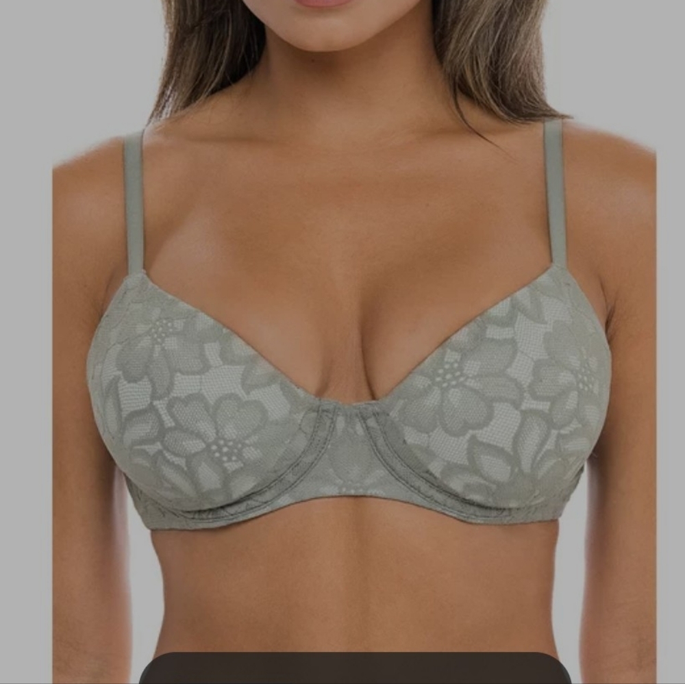 No Boundaries Lace Push Up Bra Sage Green 34A Adjustable Straps